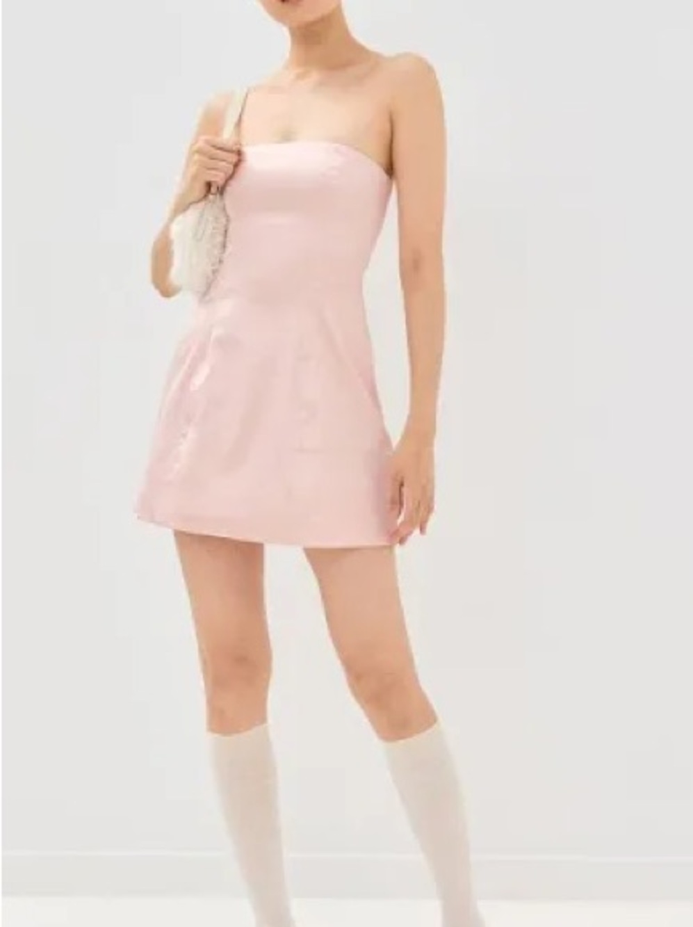 STAUD Silvia Dress- Strapless Mini Dress in size 6. Color Ballet. New with tags